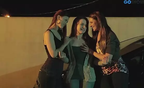 Lesbians Playing Wildly in Parking Car